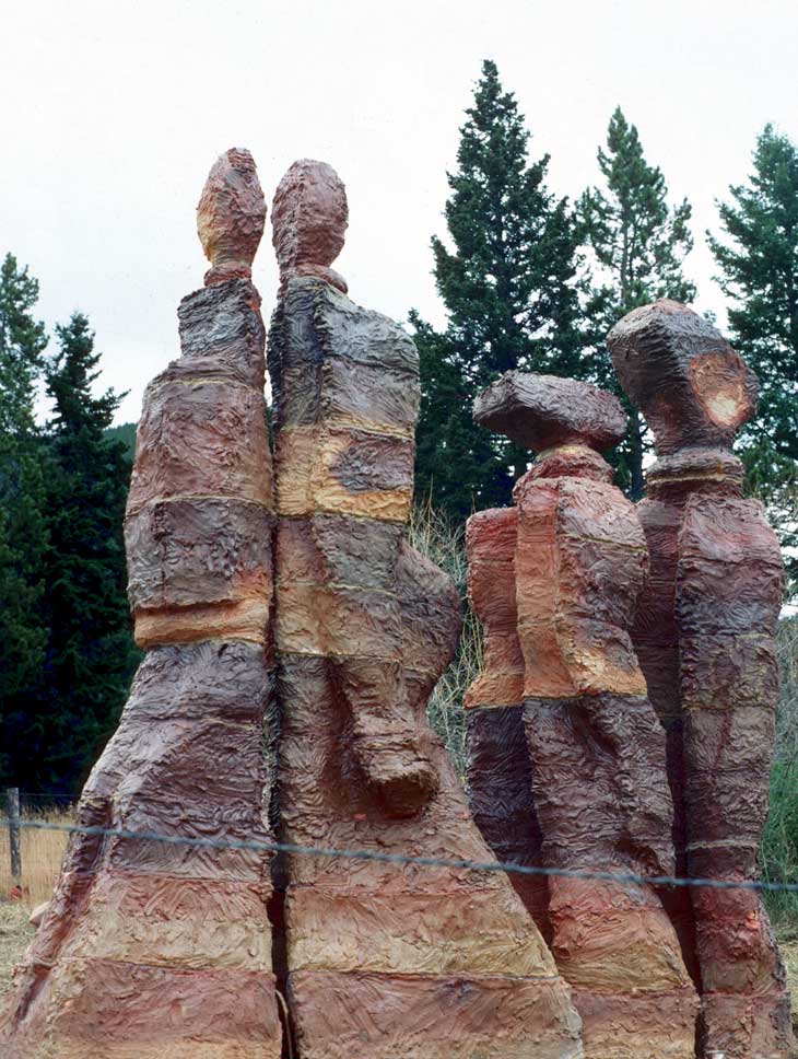 three graces by susan henderson, large clay sculpture